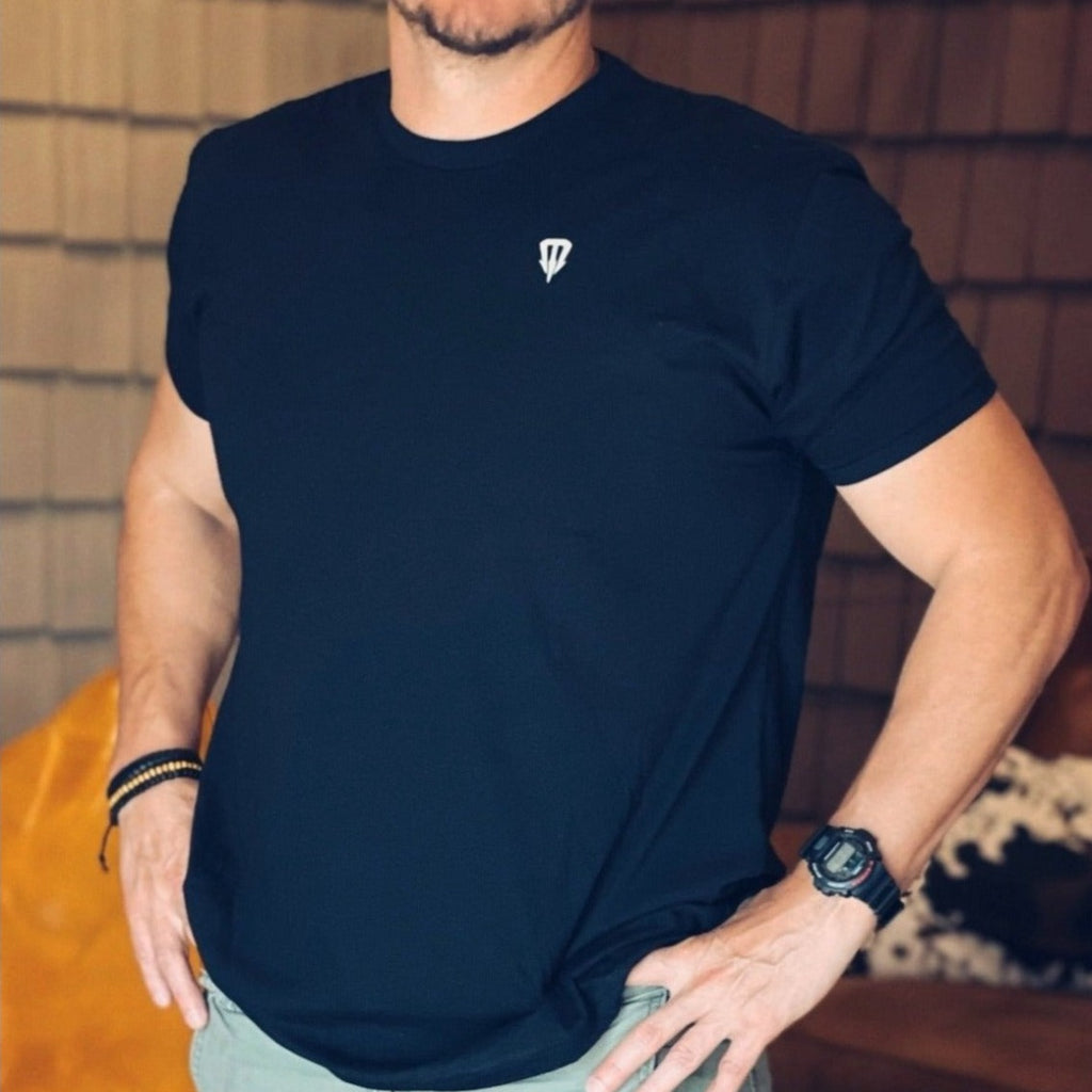 Classic Black Tee Shirt with Quality Embroidery by Oarsmen Harpoon